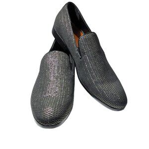 Talia Tedaldo Loafer Shoes Black and Gold  Sz 10.5 NWOB